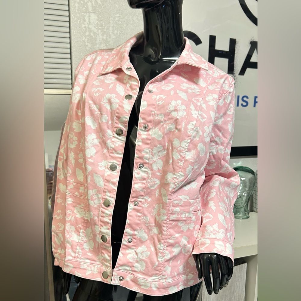 Pink Floral Women's  Button-Up Jacket size L